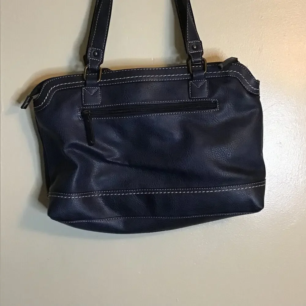 boc Women’s Classic Navy Blue Leather Satchel Handbag